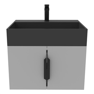 Amazon 24&quot Gray Wood Floating Vanity with Black Top and Black Trim