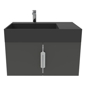 Amazon 24&quot Black Wood Floating Vanity Black Top and Brushed Nickel Trim