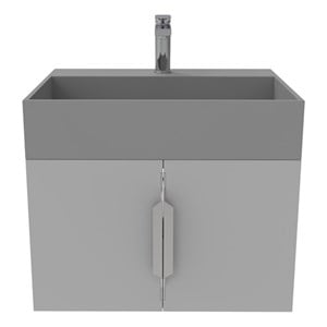 Amazon 24&quot Gray Wood Floating Vanity with Gray Top and Chrome Trim