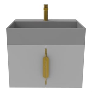 Amazon 24&quot Gray Wood Floating Vanity with Gray Top and Gold Trim