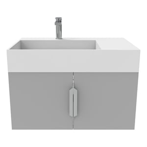 Amazon 30&quot Gray Wood Floating Vanity with White Top and Chrome Trim