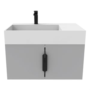 Amazon 30&quot Gray Wood Floating Vanity with White Top and Black Trim