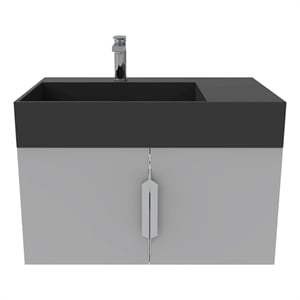 Amazon 30&quot Gray Wood Floating Vanity with Black Top and Chrome Trim