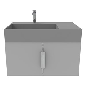 Amazon 30&quot Gray Wood Floating Vanity with Gray Top and Brushed Nickel Trim