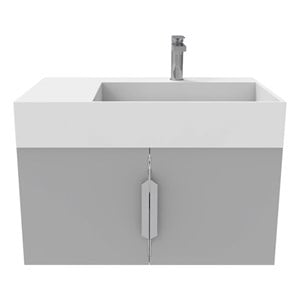 Amazon 30&quot Gray Wood Floating Vanity with White Top and Chrome Trim