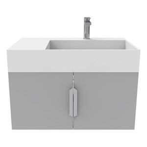 Amazon 30&quot Gray Wood Floating Vanity with White Top and Brushed Nickel Trim