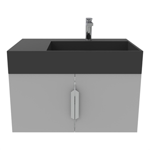 Amazon 30&quot Gray Wood Floating Vanity with Black Top and Chrome Trim