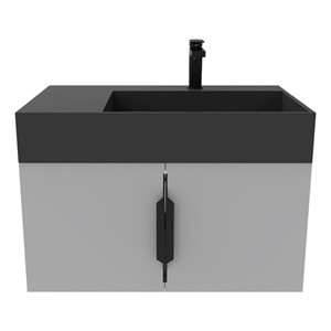 Amazon 30&quot Gray Wood Floating Vanity with Black Top and Black Trim
