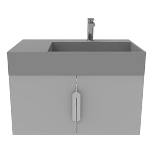 Amazon 30&quot Gray Wood Floating Vanity with Gray Top and Chrome Trim