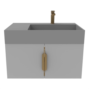 Amazon 30&quot Gray Wood Floating Vanity with Gray Top and Gold Trim