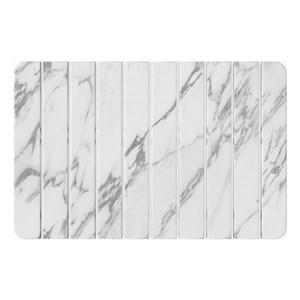 Modern Diatomite Quick-Dry Stone Medium 24x15&quot  Bathroom Mat in White Marble