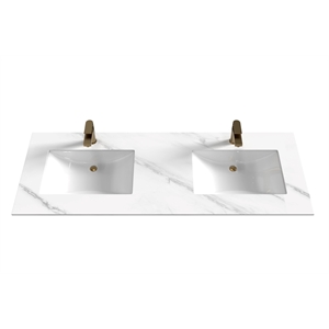 Solaria 60&quot Porcelain Bathroom White Vanity Top with Center Placed Basin