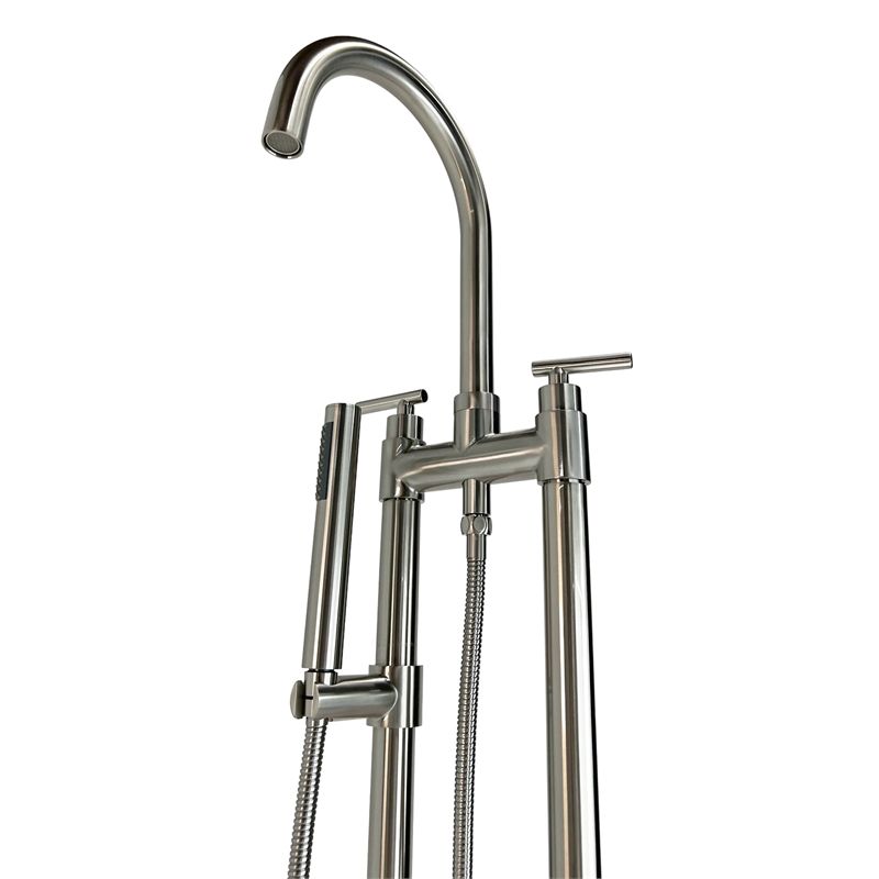 Saturn Double Clawfoot Tub Filler Faucet with Standard Handle - Brushed Nickel