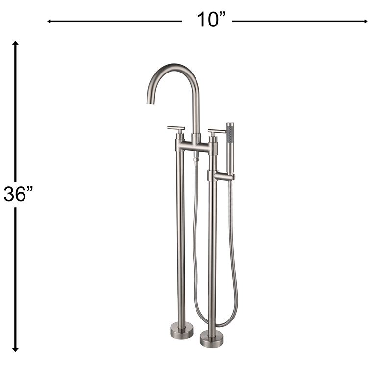 Saturn Double Clawfoot Tub Filler Faucet with Standard Handle - Brushed Nickel