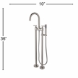 Saturn Double Clawfoot Tub Filler Faucet with Standard Handle - Brushed Nickel
