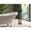 Saturn Double Clawfoot Tub Filler Faucet with Breeze Handle - Matte Black