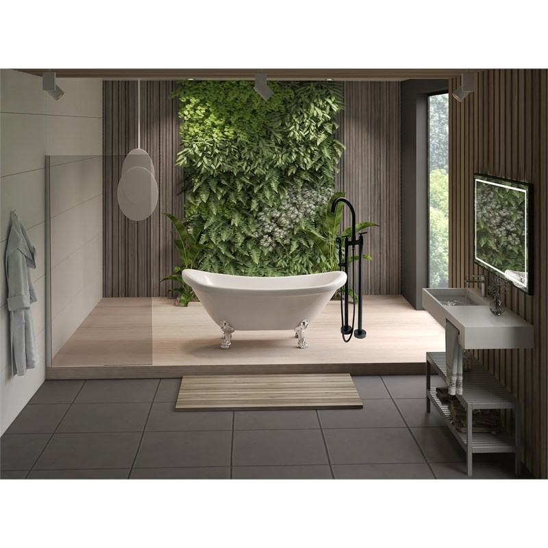 Saturn Double Clawfoot Tub Filler Faucet with Breeze Handle - Matte Black