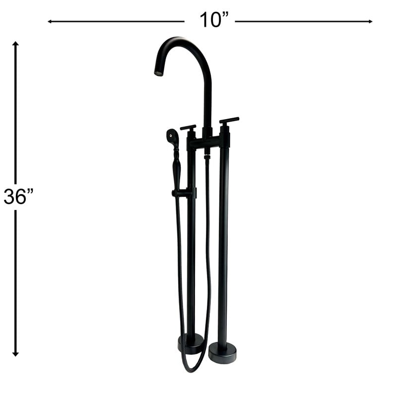 Saturn Double Clawfoot Tub Filler Faucet with Breeze Handle - Matte Black