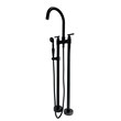 Saturn Double Clawfoot Tub Filler Faucet with Breeze Handle - Matte Black