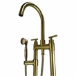 Saturn Double Clawfoot Tub Filler Faucet with Float Handle - Brushed Gold