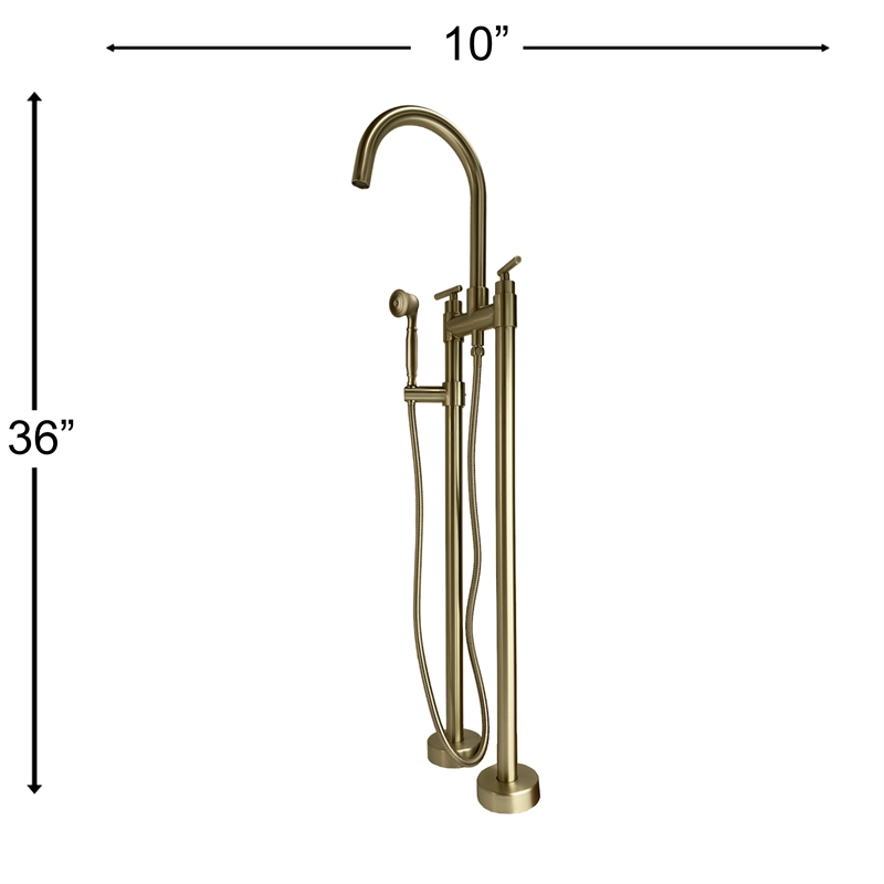 Saturn Double Clawfoot Tub Filler Faucet with Float Handle - Brushed Gold