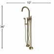 Saturn Double Clawfoot Tub Filler Faucet with Float Handle - Brushed Gold