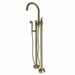 Saturn Double Clawfoot Tub Filler Faucet with Float Handle - Brushed Gold