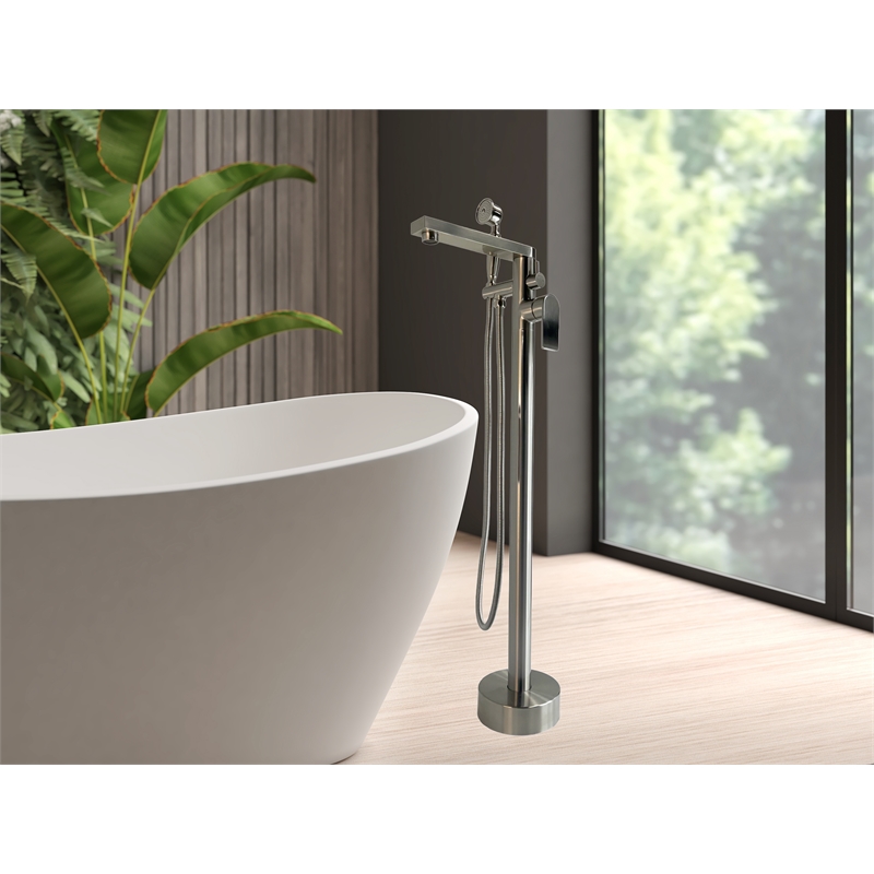 Venus Square head tub filler faucet with Float Handle - Brushed Nickel