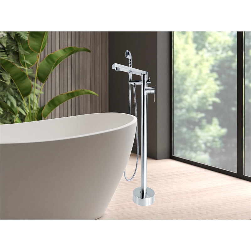 Venus Square head tub filler faucet with Breeze Handle - Brushed Nickel