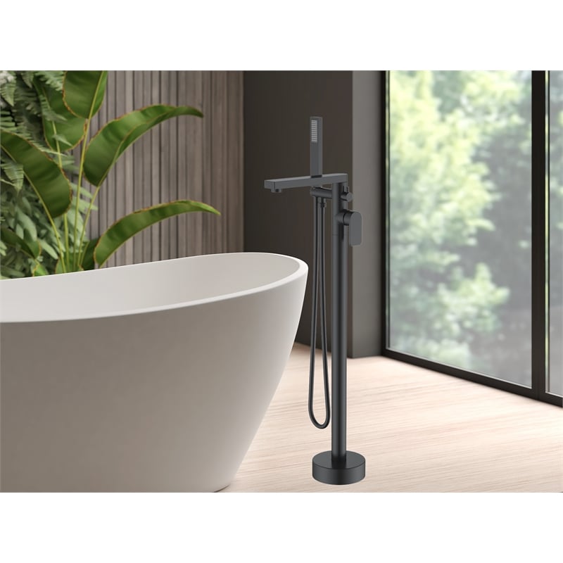 Venus Square head tub filler faucet with Standard Handle - Matte Black