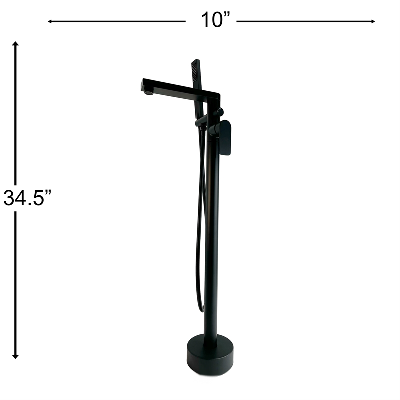 Venus Square head tub filler faucet with Standard Handle - Matte Black