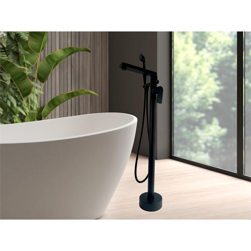 Venus Square head tub filler faucet with Breeze Handle - Matte Black