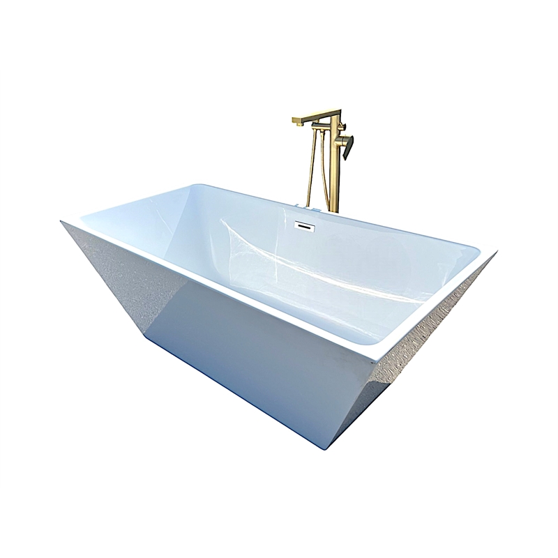 Venus Square head tub filler faucet with Standard Handle - Brushed Gold