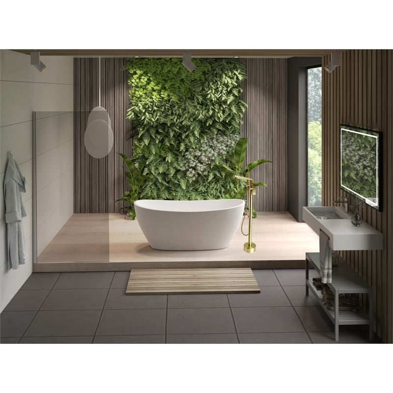 Venus Square head tub filler faucet with Breeze Handle - Brushed Gold