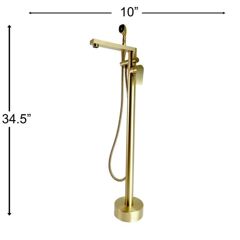 Venus Square head tub filler faucet with Breeze Handle - Brushed Gold