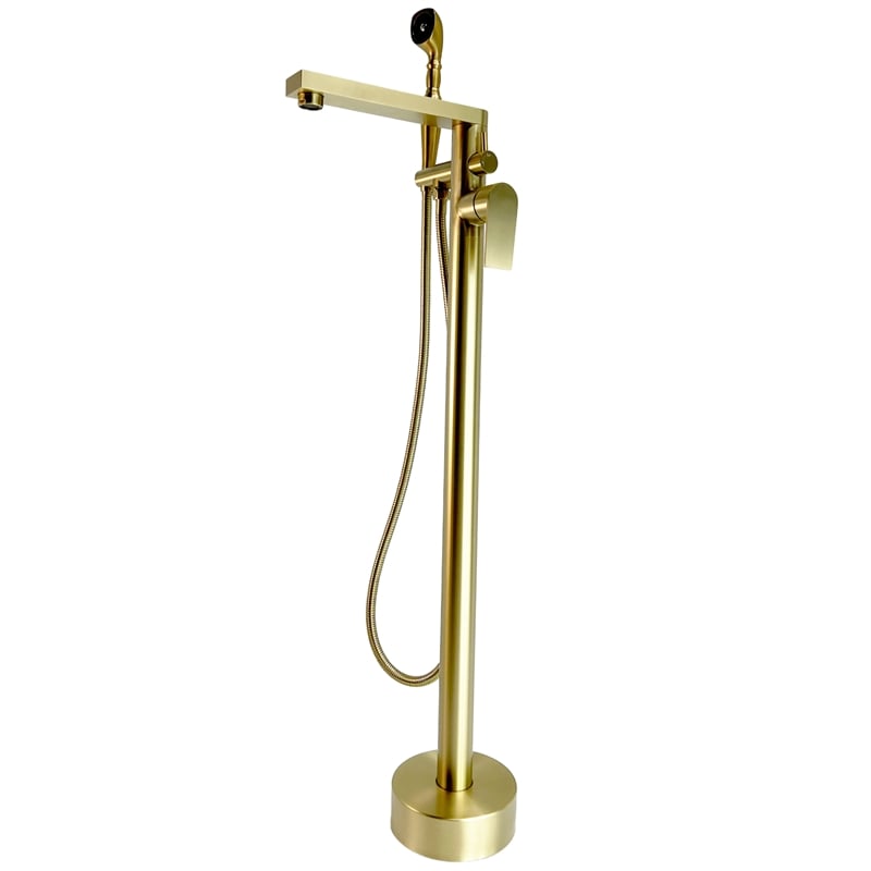 Venus Square head tub filler faucet with Breeze Handle - Brushed Gold