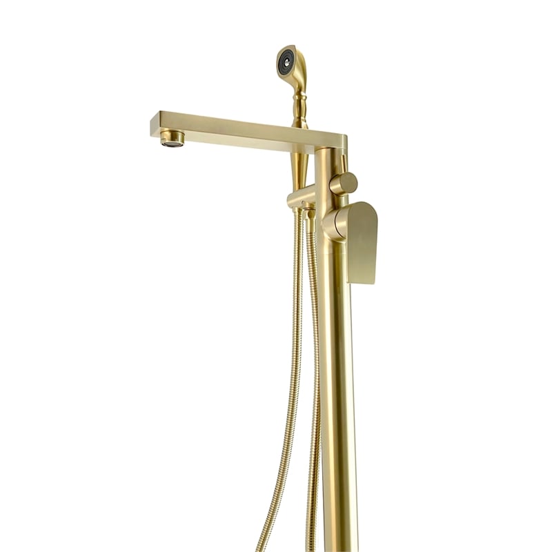 Venus Square head tub filler faucet with Breeze Handle - Brushed Gold