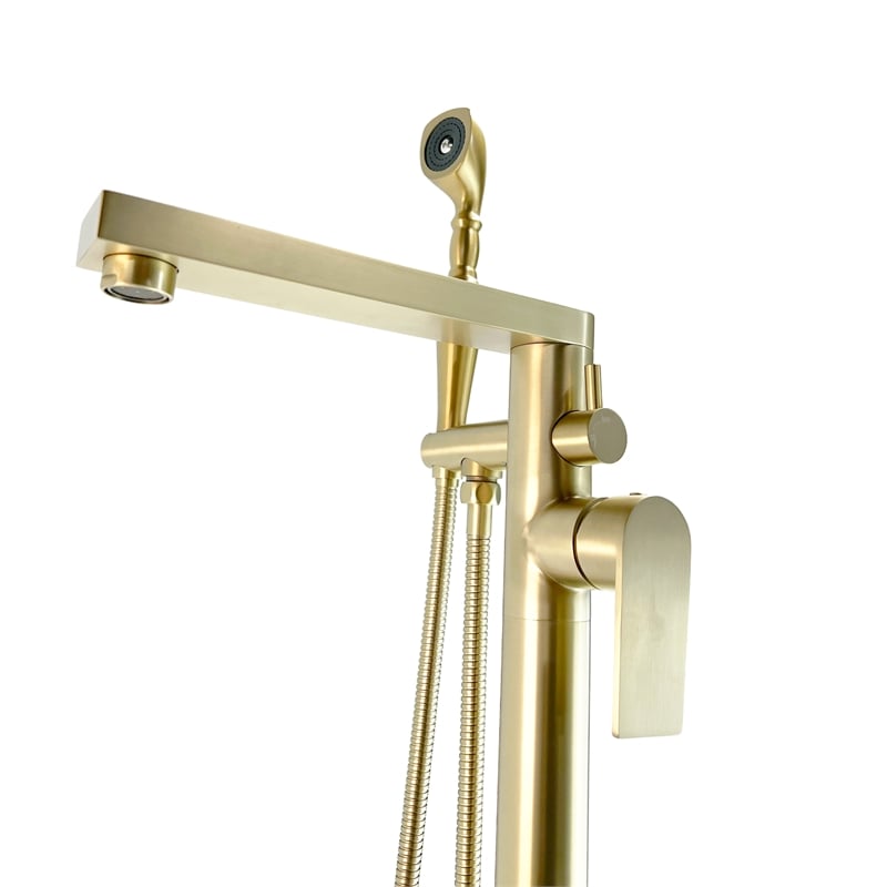 Venus Square head tub filler faucet with Breeze Handle - Brushed Gold