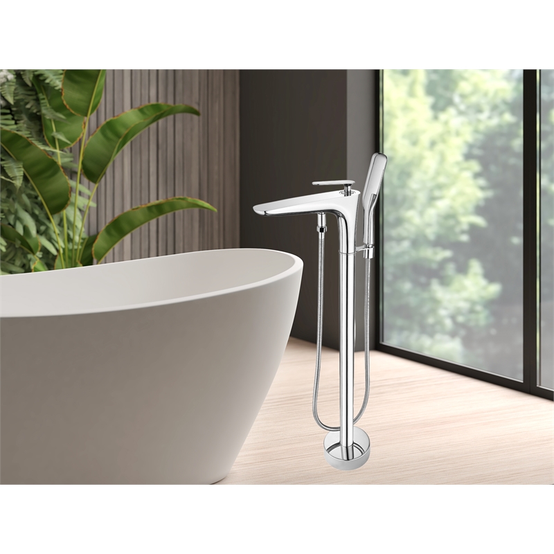 Pluto Triangle head tub filler faucet with Standard Handle - Brushed Nickel