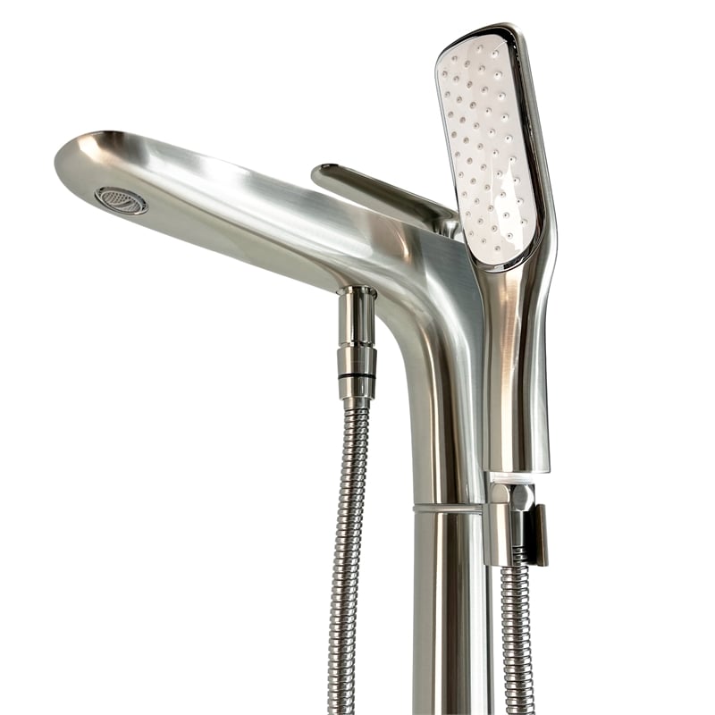 Pluto Triangle head tub filler faucet with Standard Handle - Brushed Nickel