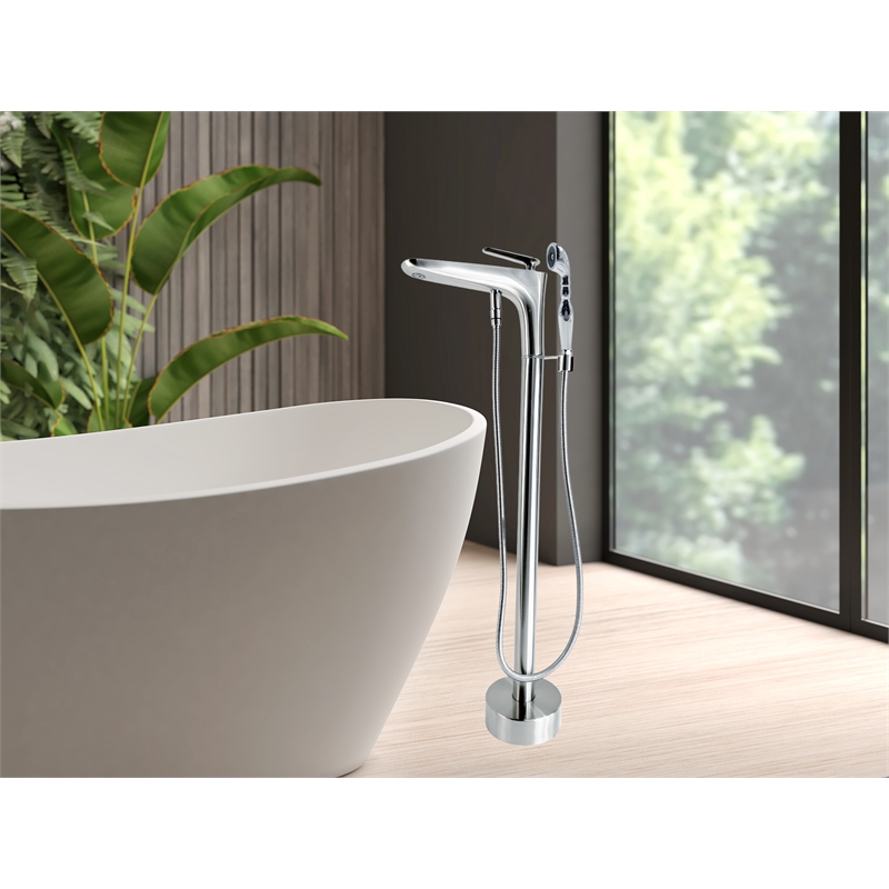Pluto Triangle head tub filler faucet with Breeze Handle - Brushed Nickel