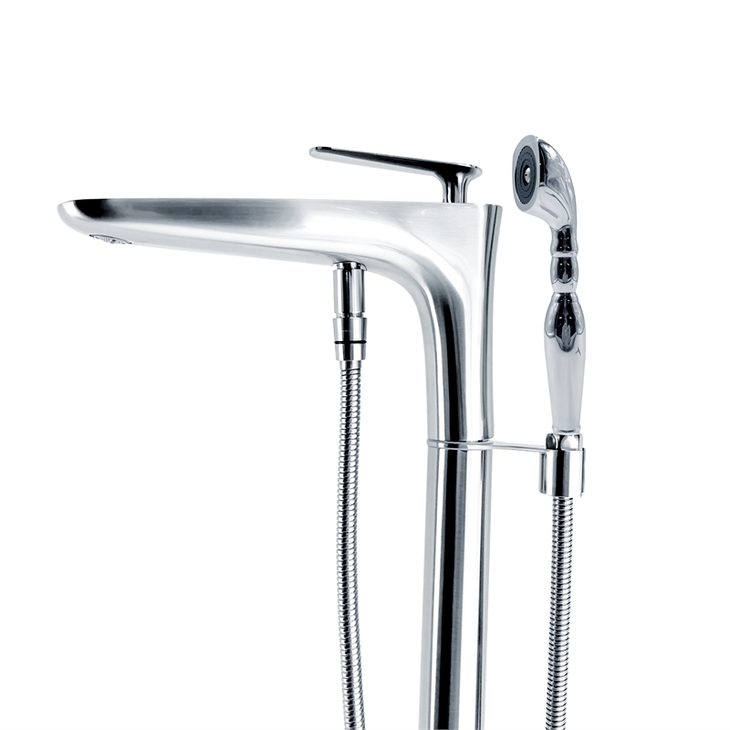 Pluto Triangle head tub filler faucet with Breeze Handle - Brushed Nickel