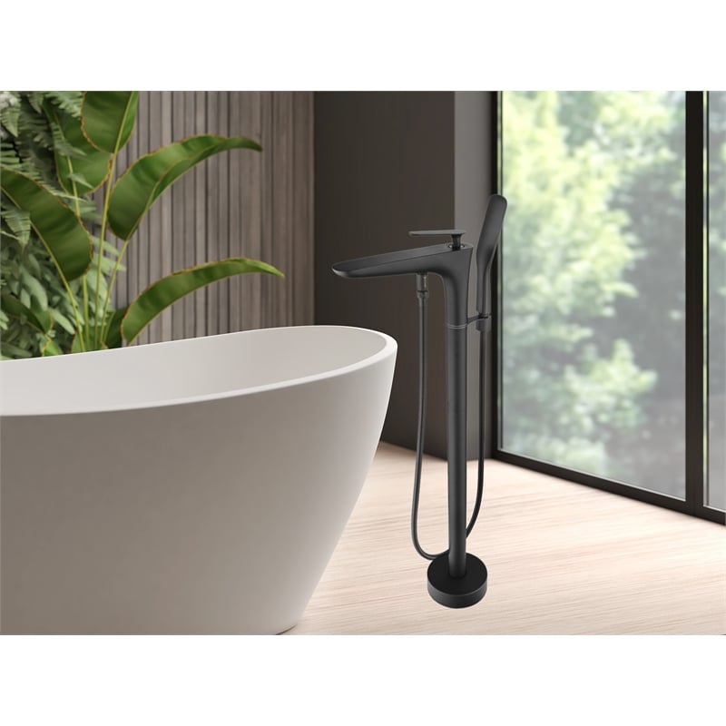 Pluto Triangle head tub filler faucet with Standard Handle - Matte Black