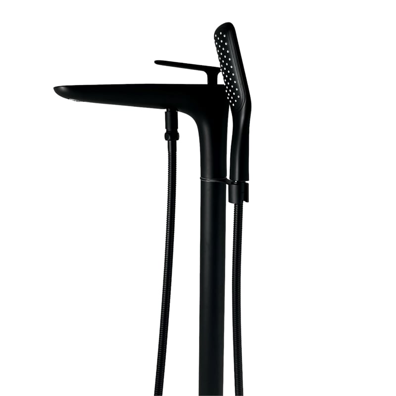 Pluto Triangle head tub filler faucet with Standard Handle - Matte Black