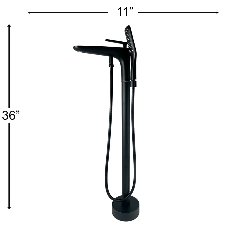 Pluto Triangle head tub filler faucet with Standard Handle - Matte Black
