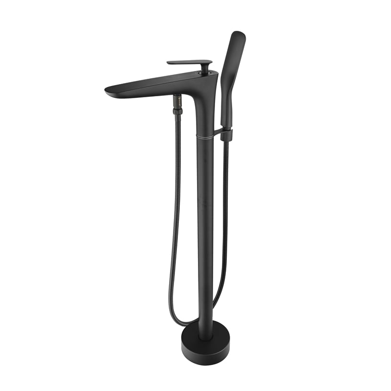 Pluto Triangle head tub filler faucet with Standard Handle - Matte Black