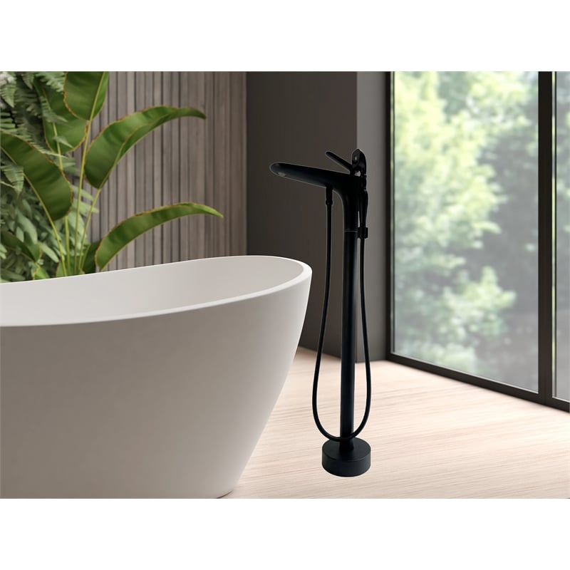 Venus Square head tub filler faucet with Breeze Handle - Matte Black