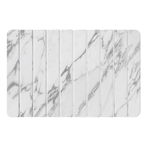 24x15&quot Modern Diatomite Stone Medium Kitchen Mat in White Marble