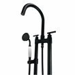 Saturn Double Clawfoot Tub Filler Faucet With Drift Handle - Matte Black
