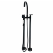 Saturn Double Clawfoot Tub Filler Faucet With Drift Handle - Matte Black